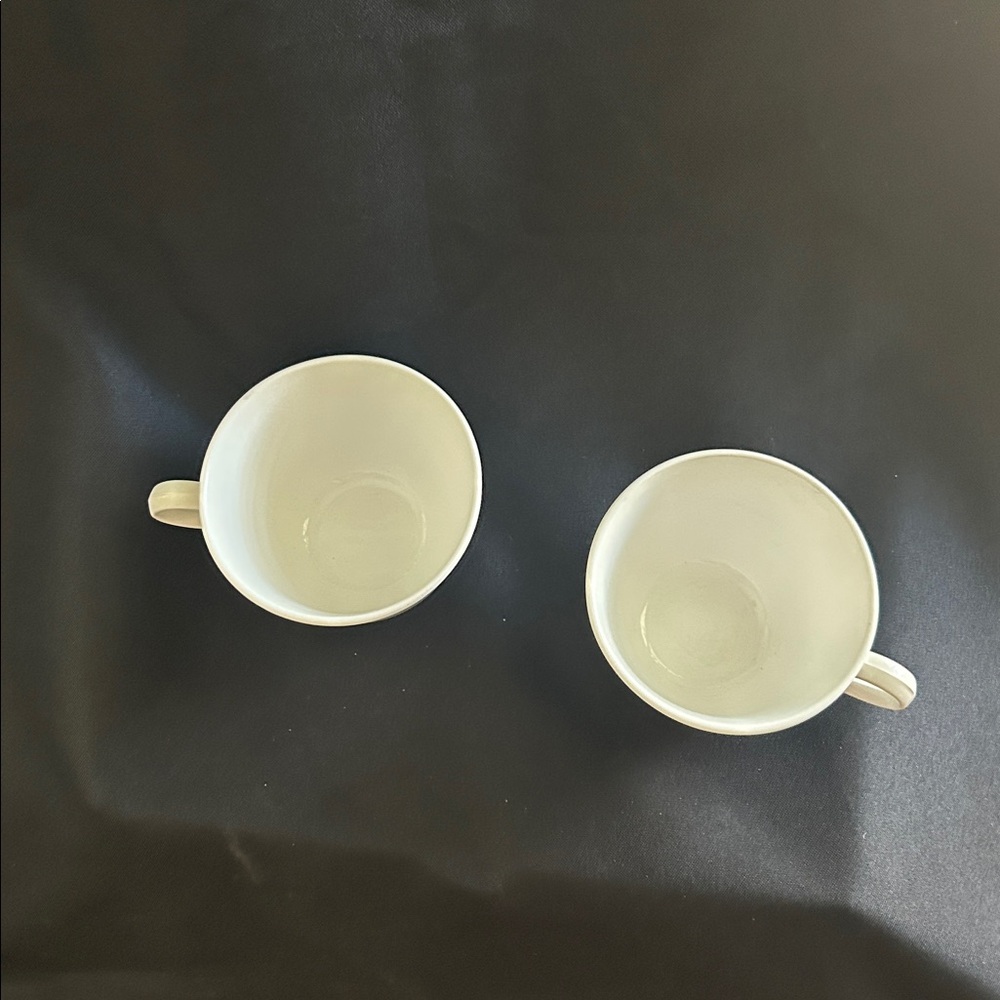 Vintage Corelle Pyrex Set 2 coffee mugs blue and white pattern euc pair of cups - Picture 2 of 7